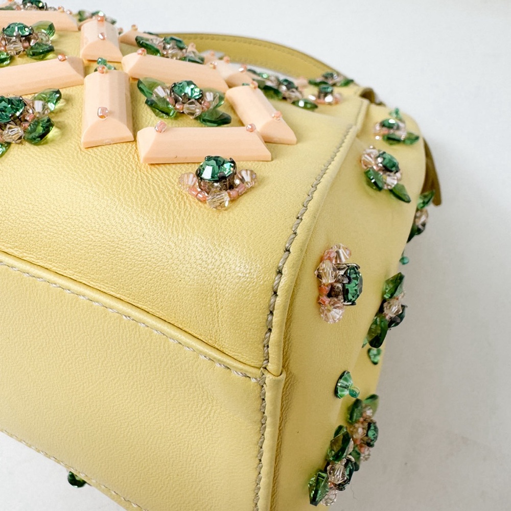 NIB**Fendi Embellished Mini Yellow Peekaboo Runway Collection Bag - Picture 5 of 11